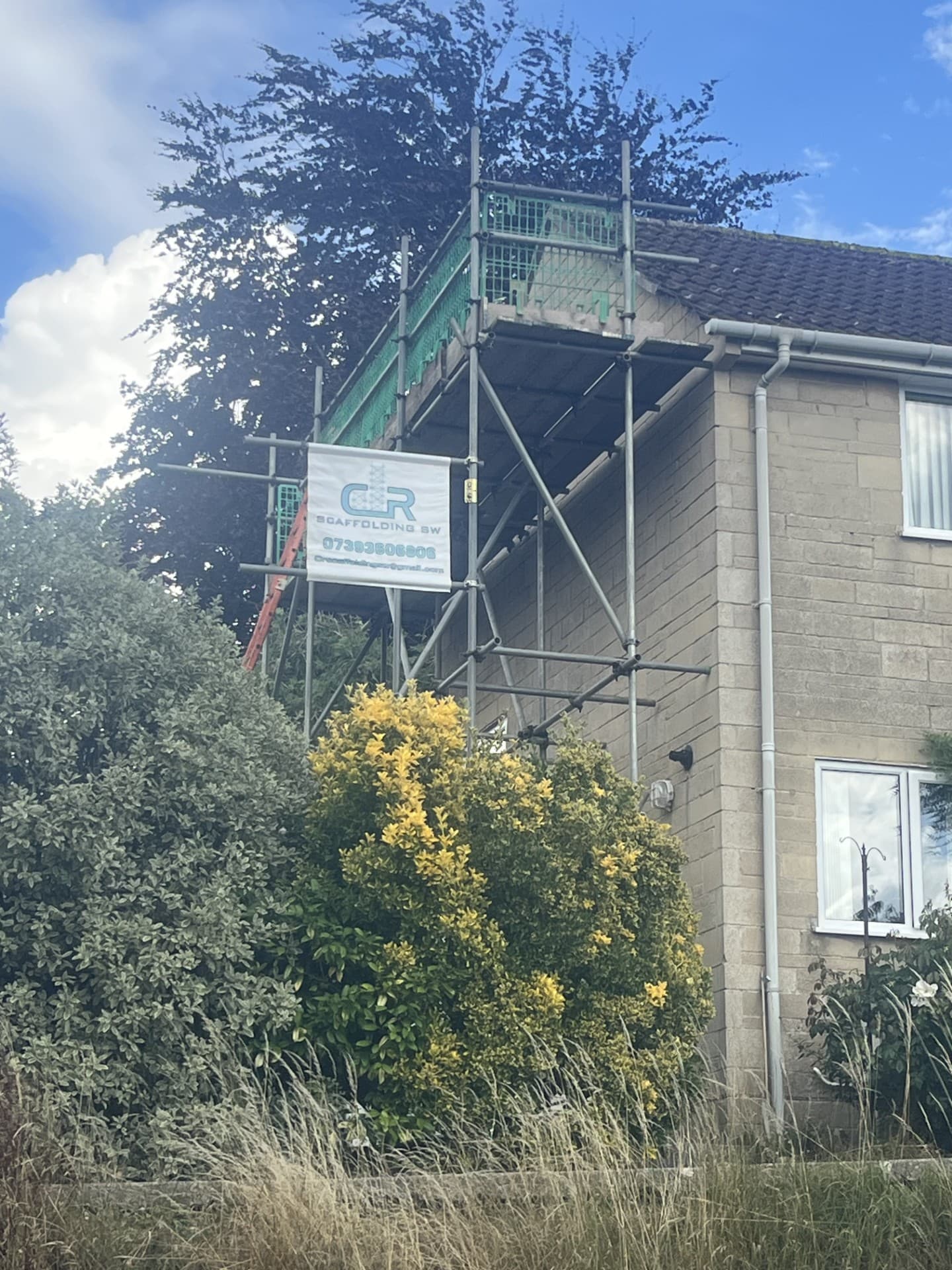 Scaffolding for a residential renovation